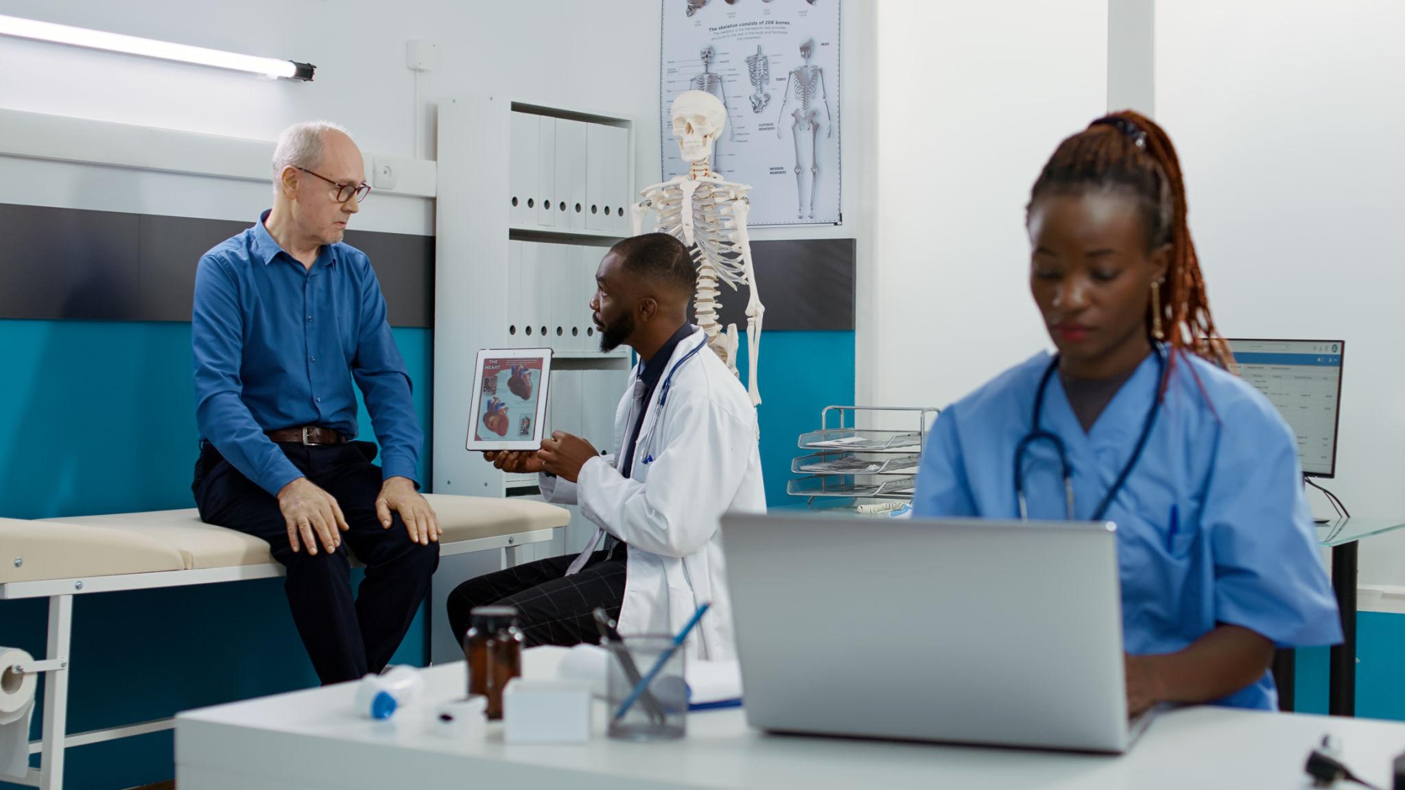 Patient being helped by their doctors